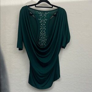 Elegant Green Back Drape Top